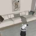 Modern Multiplayer Sofa Cream Triple Sofa 3d model