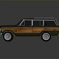 Classic Vintage SUV With Blue And Brown Body Design Shiny Wheels And Roof Rack
