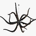 Octopus Shaped Unique Chandelier With Black Tentacles And Orange Accents