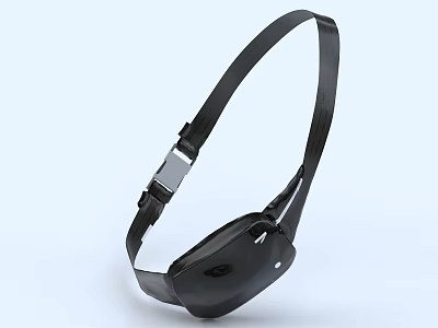 Black Shoulder Bag With Modern Design Adjustable Strap And Silver Buckle 3d model