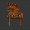 Children's Wooden Toy Horse With Decorative Patterns And Playful Design For Kids