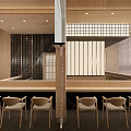 Japanese Restaurant Interior With Wooden Ceiling Hanging Wine Bottles Japanese Partitions And Bar Counter