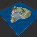 Micro Terrain Model Featuring Mountainous Terrain And Water Elements On Blue Base