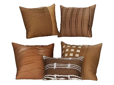 Brown Decorative Pillows with Woven Stripes Checks Leather Like Textures for Home Sofa Decor 3d model