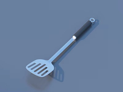 Stainless Steel Slotted Spatula With Black Handle For Kitchen Cooking Tools 3d model