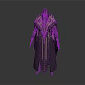 Fantasy Warrior Character In Black Robe With Golden Decorations And Spiked Helmet
