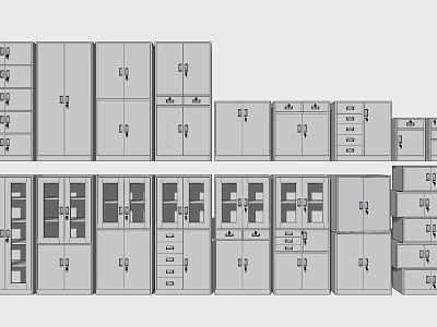 Different Styles Of Modern Bookcases With Storage Shelves And Cabinets 3d model