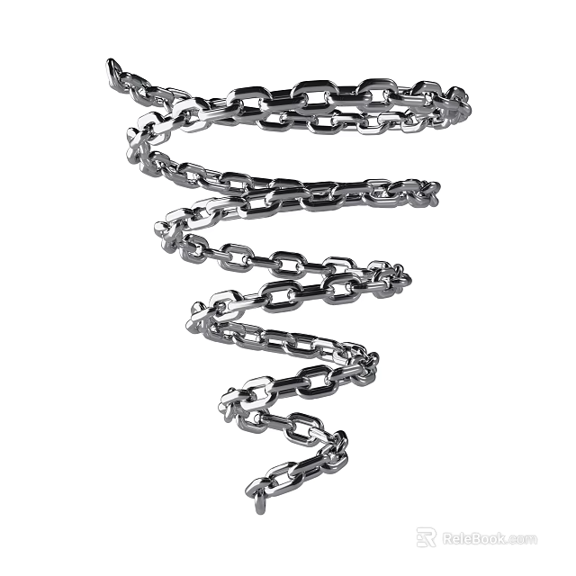 Unique Decorative Iron Chain Art Piece With Spiral Design And Silver Metallic Look 3d model 