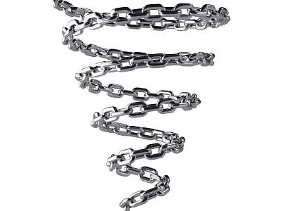 Unique Decorative Iron Chain Art Piece With Spiral Design And Silver Metallic Look 3d model