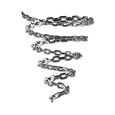 Unique Decorative Iron Chain Art Piece With Spiral Design And Silver Metallic Look 3d model