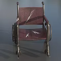 Medical Equipment Wheelchair Featuring Red Upholstered Seat And Metal Frame With Spoked Wheels