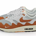 Nike White Orange Gray Mesh Leather Shoes With Wavy Air Cushion Design