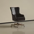Modern Black Leather Office Chair With High Back And Rolling Wheels
