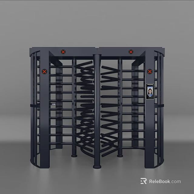Heavy Duty Commercial Full Height Turnstile with Biometric Security Access for Office Entry 3d model 