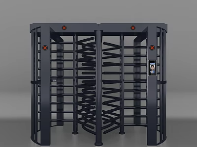 Heavy Duty Commercial Full Height Turnstile with Biometric Security Access for Office Entry 3d model