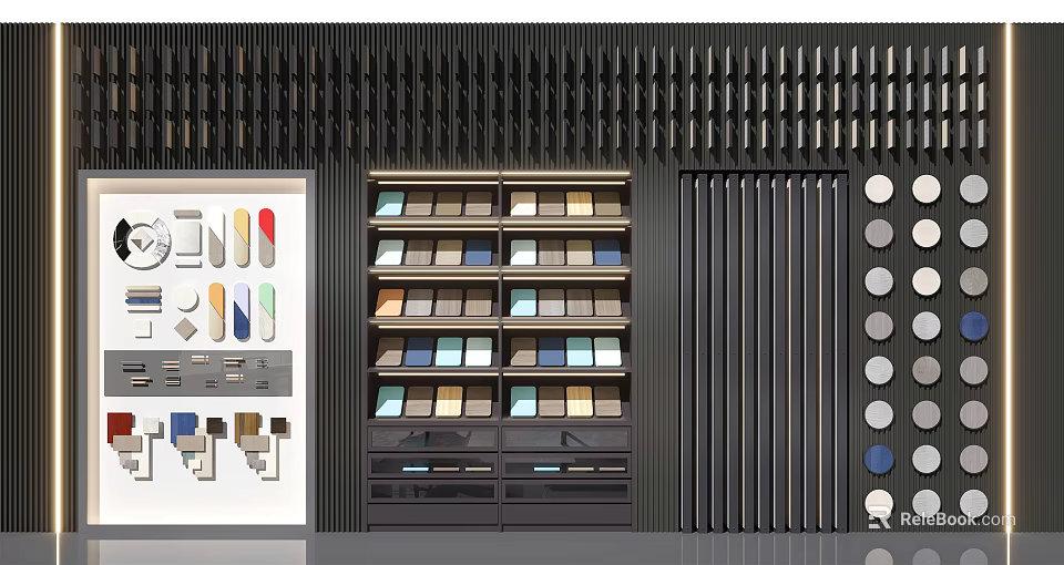 Modern Display Shelves With Multi Layer Design Organized Colorful Items And Side Panels 3d model 