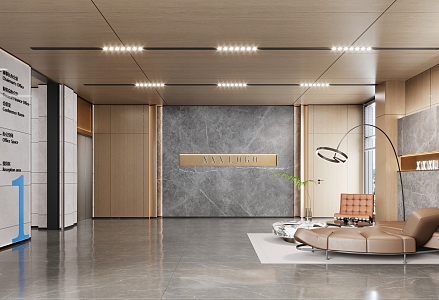 Modern Hall Company Lobby Front Office Reception Area 3d model