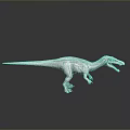 Detailed White Textured Dinosaur Model With Open Mouth On Black Background
