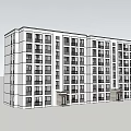 Modern Apartment Building With Multiple Floors Regular Windows And Main Entrance