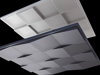 Modern Ceiling Design With Textured Panels And Grid Pattern For Interior Use 3d model