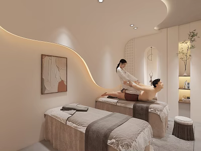 Elegant SPA Sauna Interior Design With Massage Tables And Professional Relaxation Service 3d model