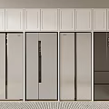 Modern Refrigerators and Freezers Display with Various Styles Silver Finish and White Kitchen Cabinets