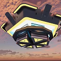 Modern Geometric Ceiling Light Design With White Blue Yellow Accents For Interior Lighting