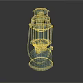 Teal Vintage Candle Lantern with Metal Handle and Grid Design on Black Surface with Reflection