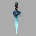 Mythical Dagger With Brown Handle Decorative Top Bat Wing Guard Blue Blade Runes