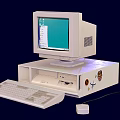 Vintage Beige Desktop Computer With Green Screen CRT Monitor Keyboard And Mouse