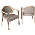 Modern Minimalist Dining Chairs With Wooden Frame Woven Back And Upholstered Seat