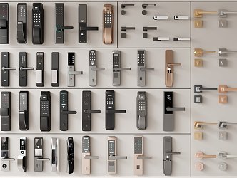 Modern fingerprint lock door handle cabinet door handle 3d model