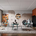 Modern Classroom Children's Training Classroom Children's Child-care Classroom Modeling Bookcase 3d model