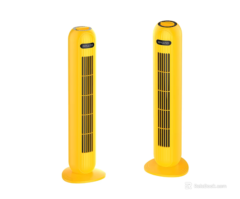 Portable Yellow Tower Air Cooler Fan With Vertical Design And Effective Cooling 3d model 