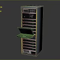 Electronic Equipment Server Rack With Open Laptop And Multiple Network Devices