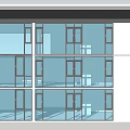 Modern Style Multi Story Residential Building With Neatly Arranged Glass Windows And Dark Frames