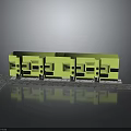 Green Modern Building Model Design With Multiple Windows And Gray Platform