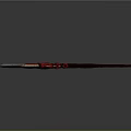 Ornate Red And Golden Axe Weapon With Flame Like Patterns And Long Handle