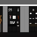 Modern Interior Display Cabinet With Glass Doors Books Sculptures And Decorations