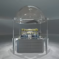Industrial Equipment With Transparent Dome And Silver Metal Base Featuring Yellow Mechanical Components
