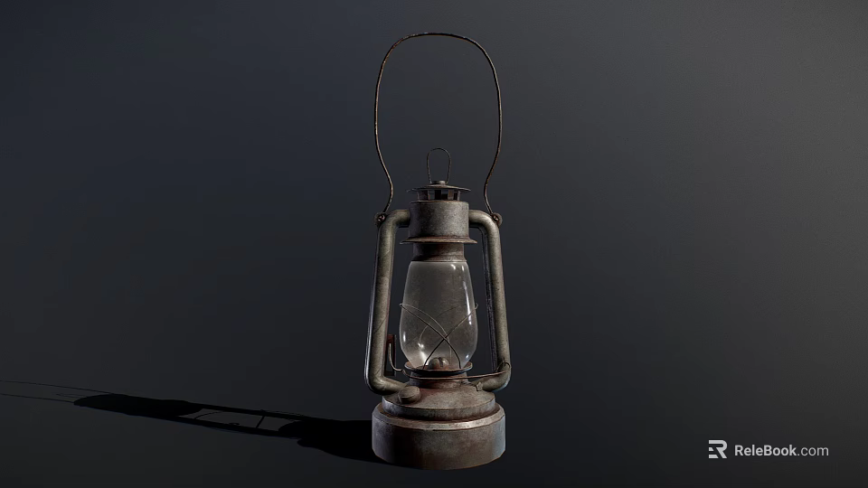 Vintage Metal Candle Lantern With Glass Shade And Decorative Antique Design 3d model 