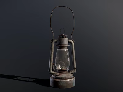 Vintage Metal Candle Lantern With Glass Shade And Decorative Antique Design 3d model