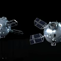 Two Silver Spherical Spacecraft With Solar Panels For Space Exploration Missions