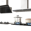 Modern Range Hood Gas Stove 3d model