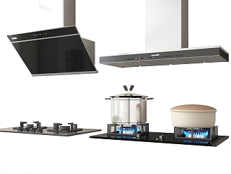 Modern Range Hood Gas Stove 3d model