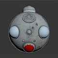 Silver Spherical Mechanical Equipment With Red Dome White Circular Components Antennas And Red Star
