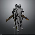 Futuristic Robots Design With Black And White Bodies And Long Weapons