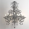Elegant Classic Chandelier With Crystal Details Multiple Arms Hanging Pendants And Lit Bulbs