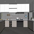 Modern Kitchen Interior Design With Gray Cabinets Stainless Steel Refrigerator And Windows With Blinds