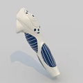 Smart Machine Design with White Body Blue Stripes and Ergonomic Structure 3d model